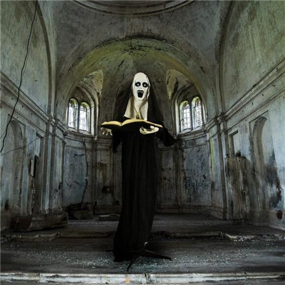 Haunted Hill Farm Life-Size Scary Talking Witch Nun Halloween Animatronic with‎ - Picture 2 of 7